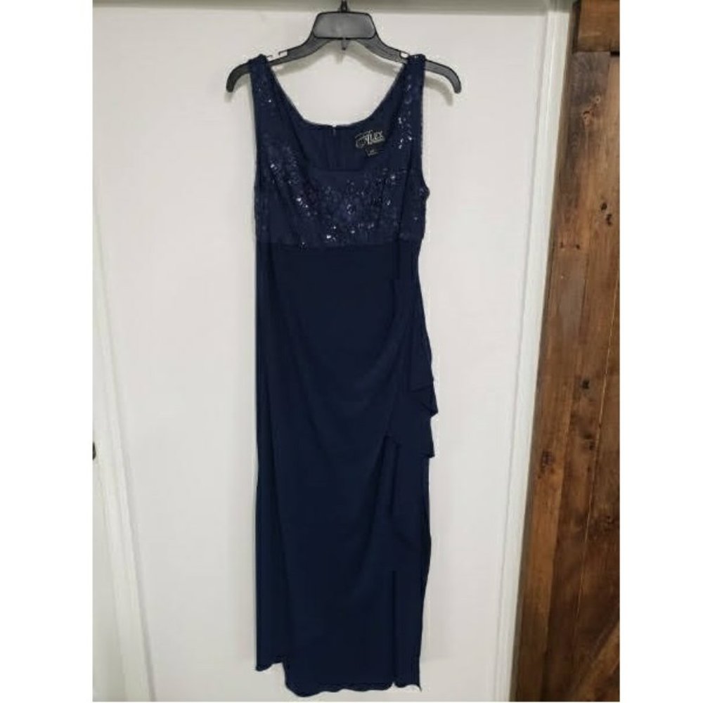 Alex Evenings Two Piece Navy Blue Beaded Dress